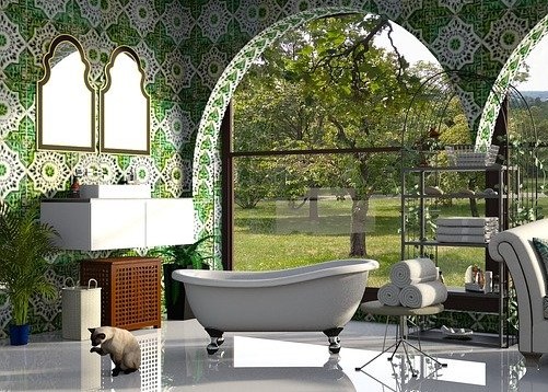 salle de bain verte