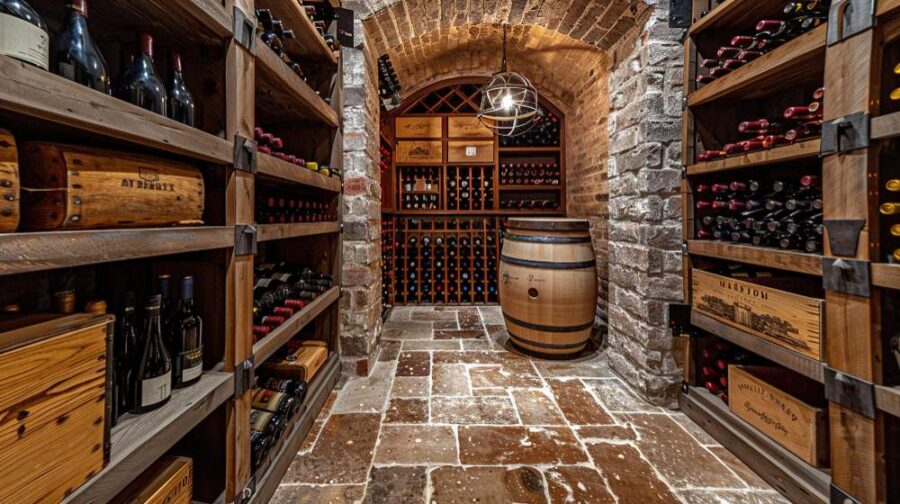 Comment aménager une cave à vin avec une déco originale ? cave à vin en pierre avec bouteilles rangées